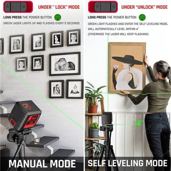 Self Leveling Laser Level,Motovera 100ftLaser Level Selfleveling Green CrossLine - Picture 4 of 6